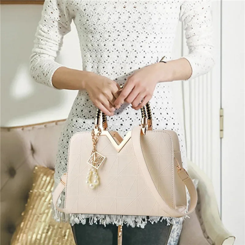 Luxury Patchwork Shoulder Messenger Office Work PU Leather Bag Mssza