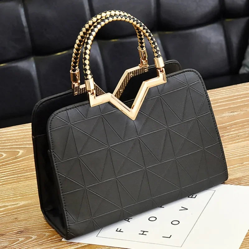Luxury Patchwork Shoulder Messenger Office Work PU Leather Bag Mssza