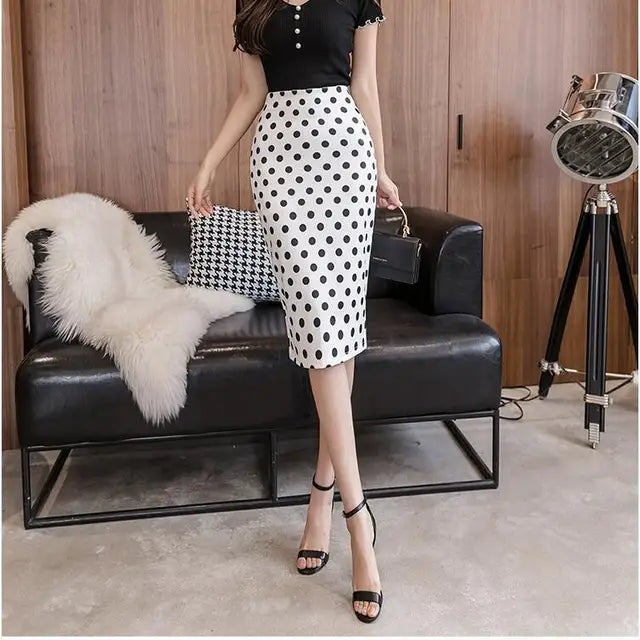 Luxury Printed Pencil Long Skirt Office Skirts High Waist Slim Bodycon Midi Casual Mssza