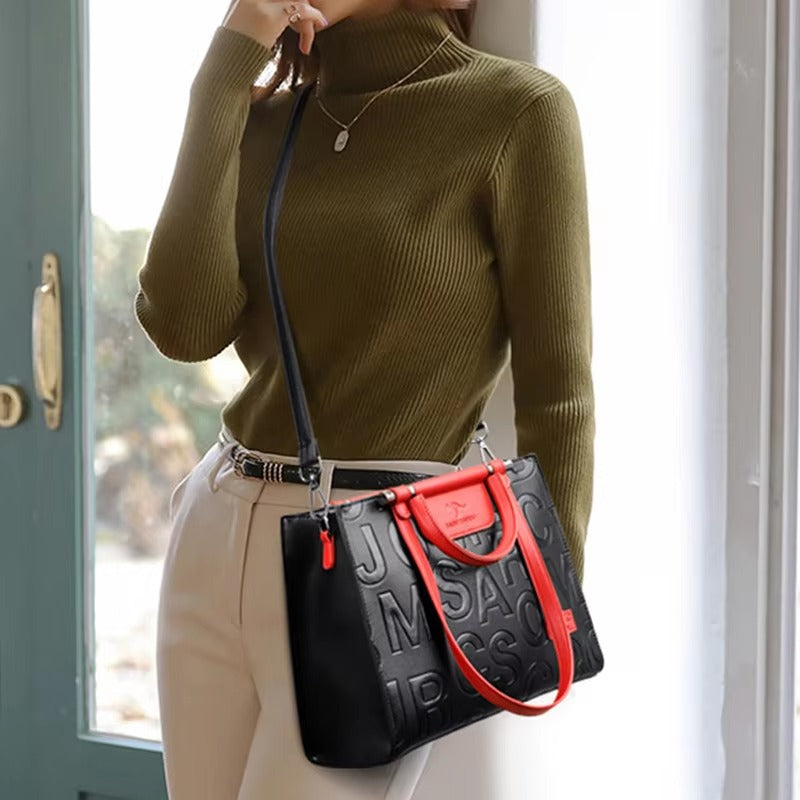 Luxury Quality Leather Letter Large Capacity Shoulder Bags Mssza