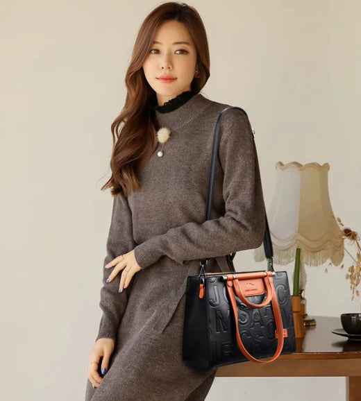 Luxury Quality Leather Letter Large Capacity Shoulder Bags Mssza