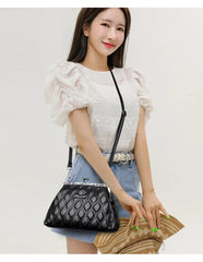 Luxury Quilted Kiss-Lock Crossbody Vintage Style Clutch Shoulder Handbags Mssza
