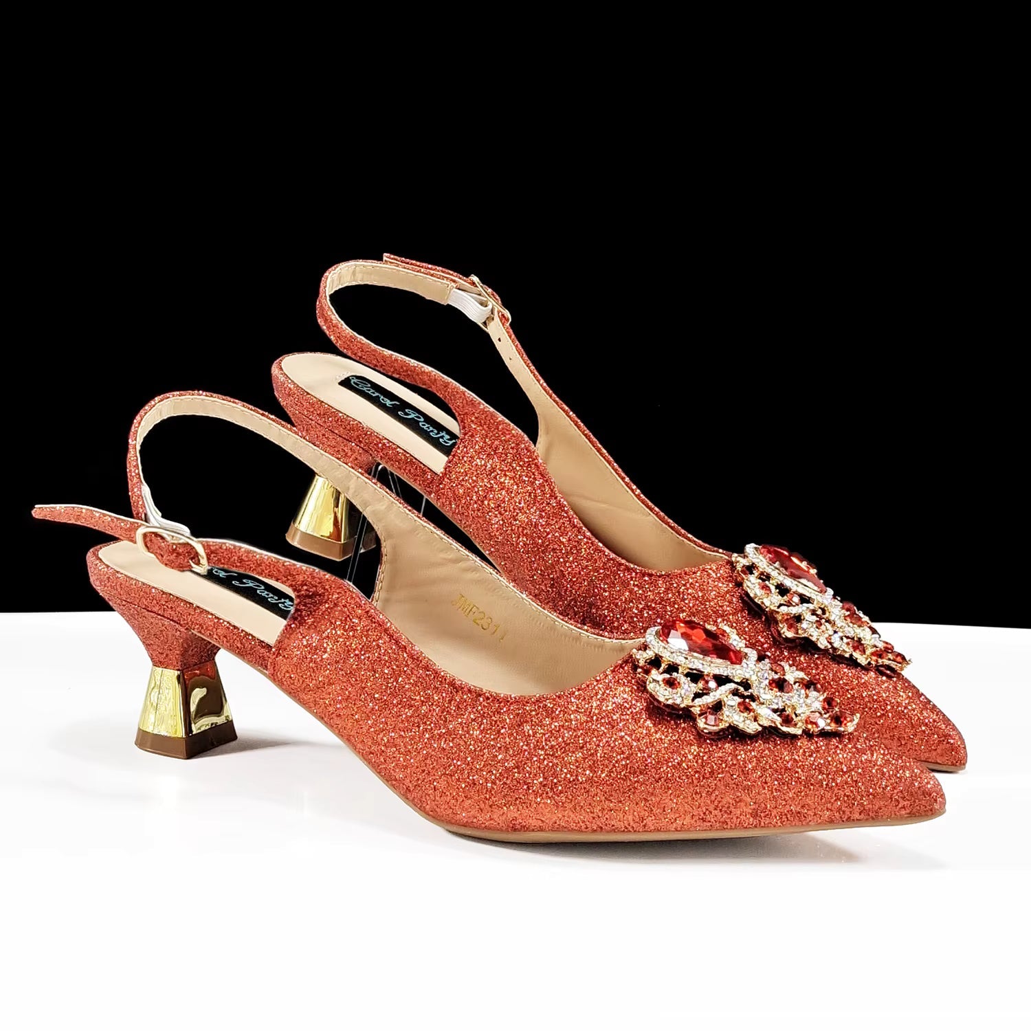 Luxury Rhinestone High Heels for Party Wedding Pointed Toe Shoe Bag Set Mssza