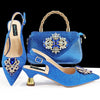 Luxury Rhinestone High Heels for Party Wedding Pointed Toe Shoe Bag Set Mssza