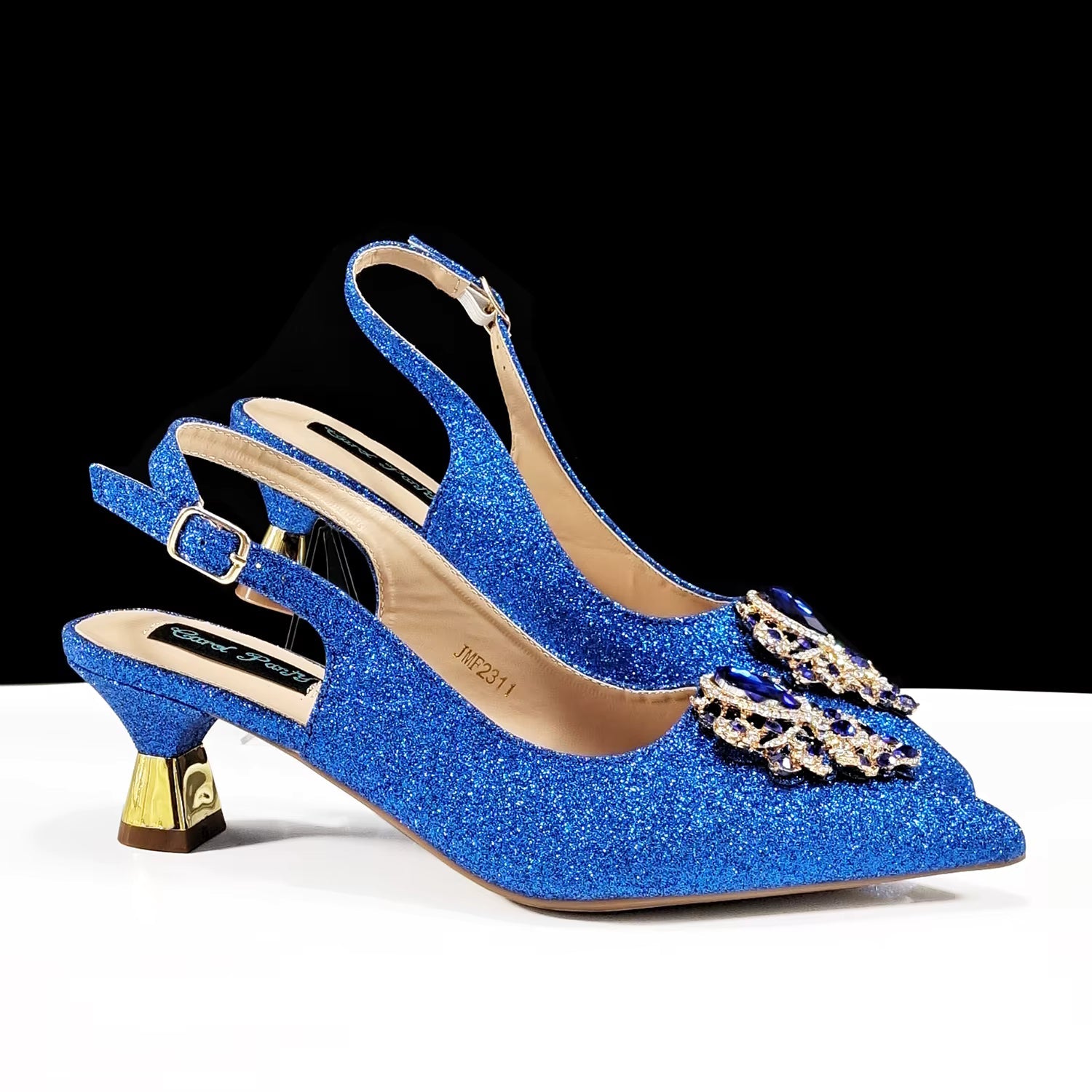 Luxury Rhinestone High Heels for Party Wedding Pointed Toe Shoe Bag Set Mssza