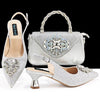 Luxury Rhinestone High Heels for Party Wedding Pointed Toe Shoe Bag Set Mssza
