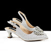 Luxury Rhinestone High Heels for Party Wedding Pointed Toe Shoe Bag Set Mssza