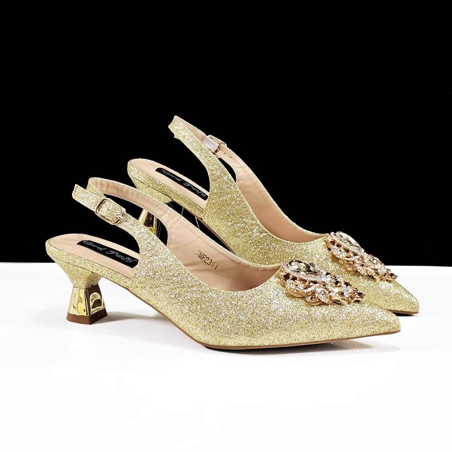 Luxury Rhinestone High Heels for Party Wedding Pointed Toe Shoe Bag Set Mssza