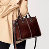 Luxury Rivet Zipper Genuine Leather Cowhide Tote Handbags Mssza