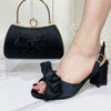 Luxury Round Toe Bowtie Bright Diamond High Heels Shoes And Bags Set Mssza