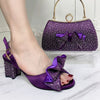 Luxury Round Toe Bowtie Bright Diamond High Heels Shoes And Bags Set Mssza