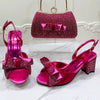Luxury Round Toe Bowtie Bright Diamond High Heels Shoes And Bags Set Mssza