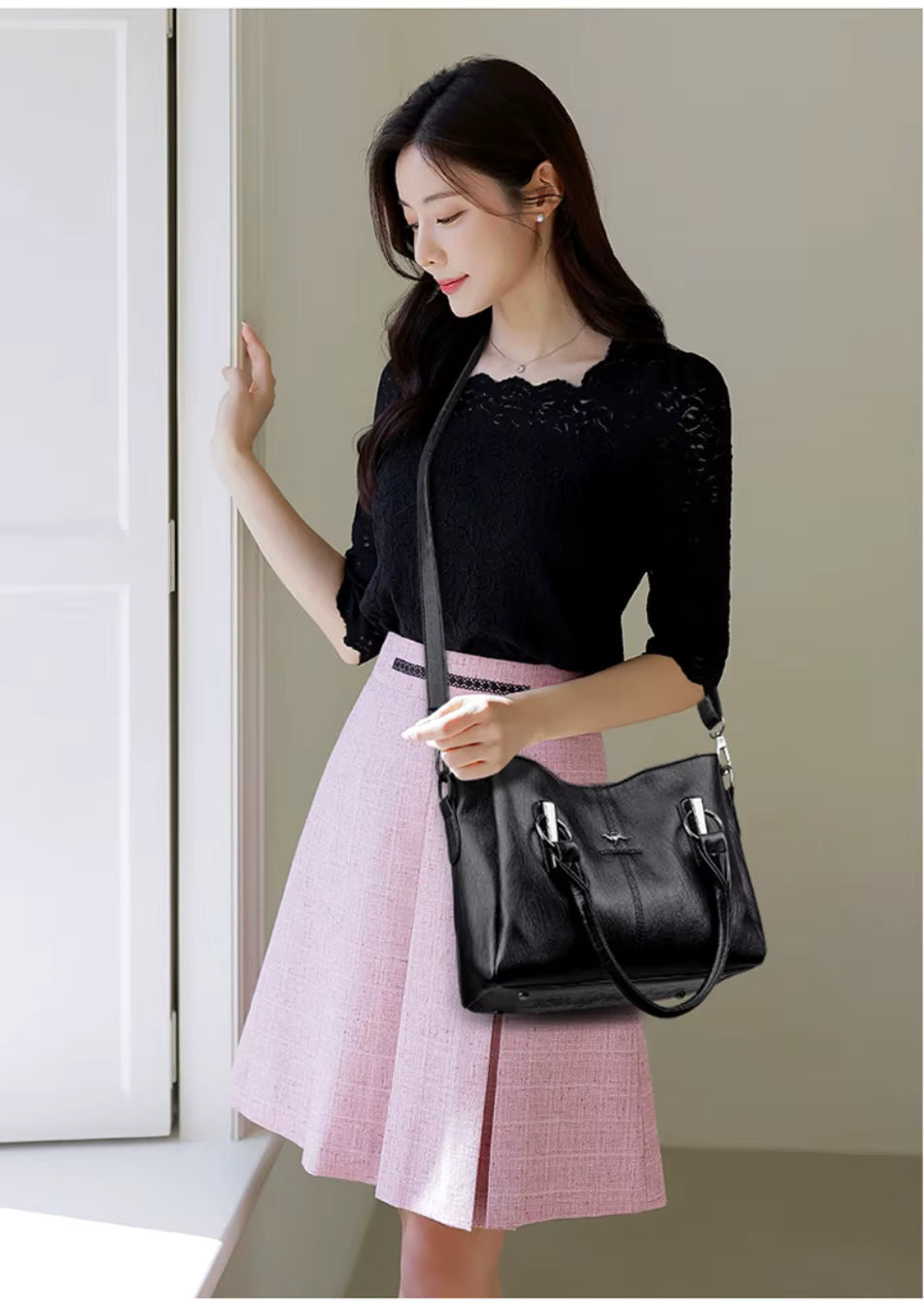 Luxury Sequined Soft Leather Designer High-capacity Casual Tote Hand Bags Mssza