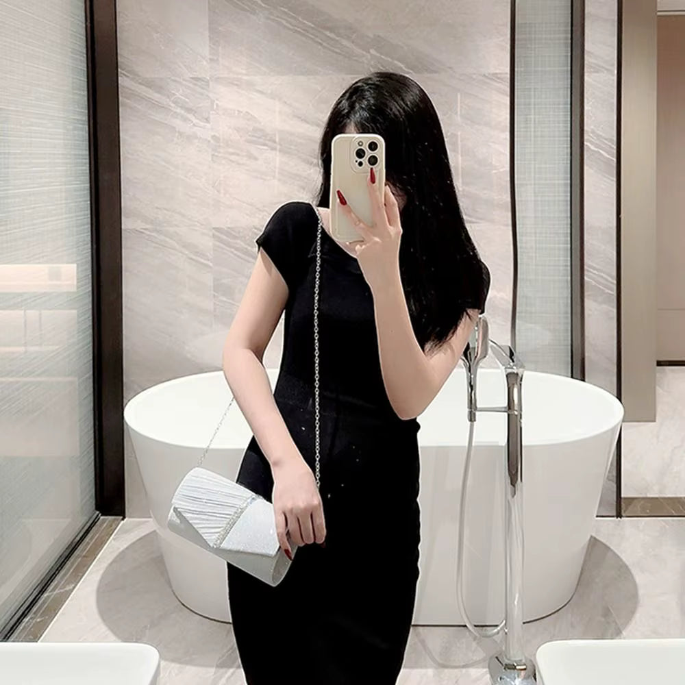 Luxury Sequins Glitter Banquet Wedding Party Chain Shoulder Dinner Clutches Bag Mssza