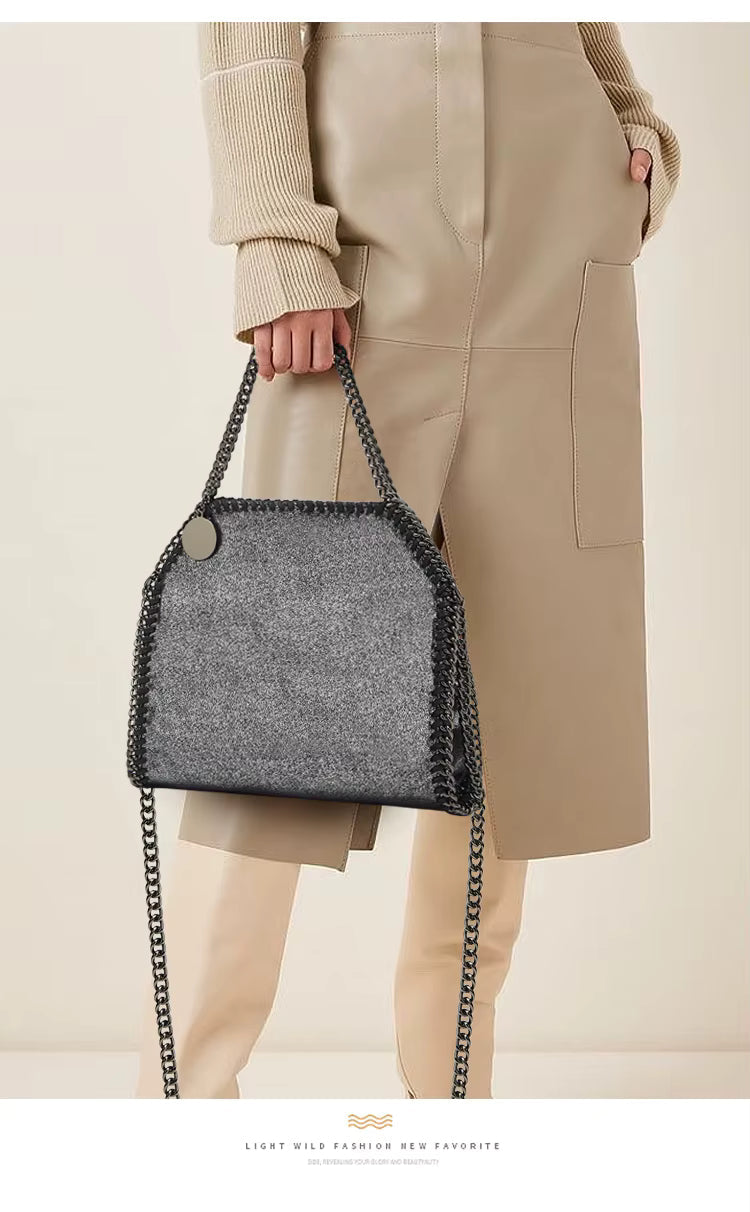Casual Single Shoulder Metal Cross Chain Square Handbag Mssza