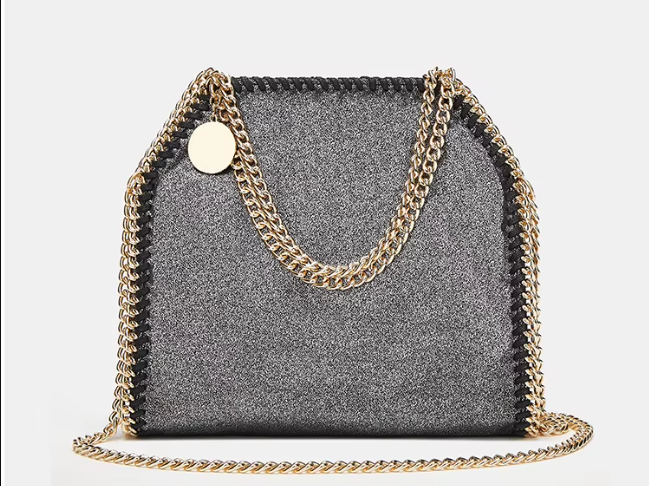 Luxury Single Cross Chain Shoulder Metal Decoration Square Handbag Mssza