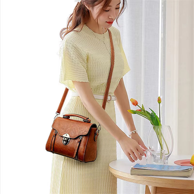 Luxury Small Square High Quality PU Leather Flap Crossbody Shoulder Bag Mssza