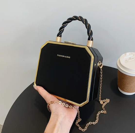 Luxury Small Square Simple Pure Color Box Car Stitching Craft PU Mate Shoulder Crossbody Bag Mssza