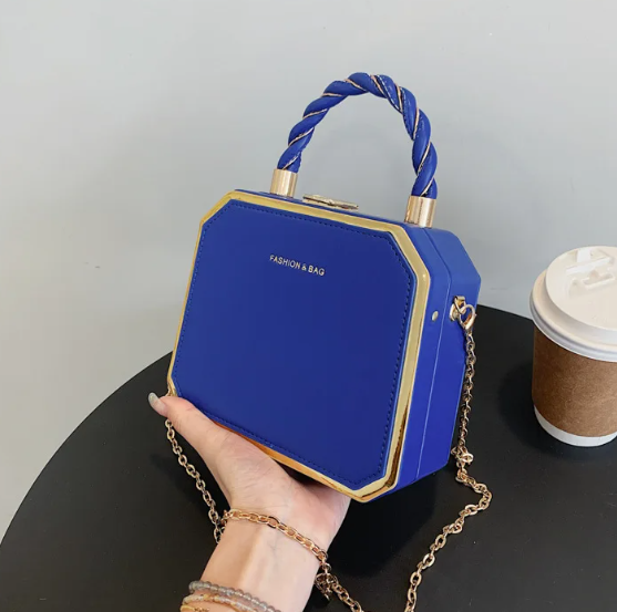 Luxury Small Square Simple Pure Color Box Car Stitching Craft PU Mate Shoulder Crossbody Bag Mssza