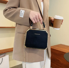 Luxury Small Square Simple Pure Color Box Car Stitching Craft PU Mate Shoulder Crossbody Bag Mssza