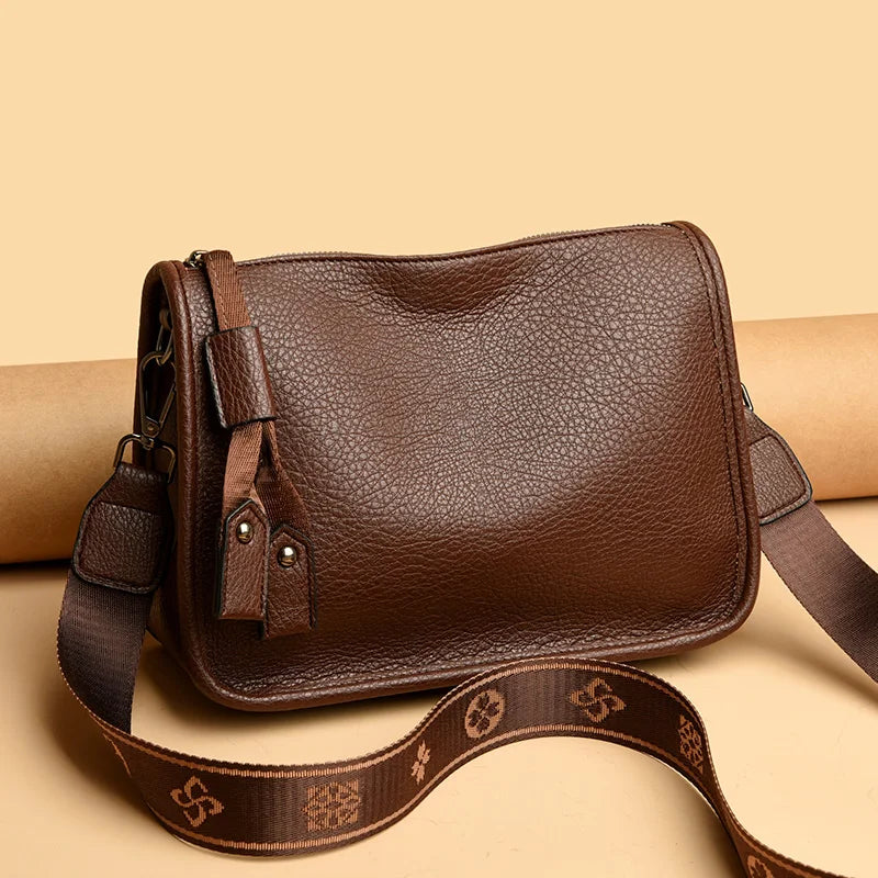 Luxury Soft Cowhide High Quality Genuine Leather Shoulder Crossbody Tote Bag Mssza