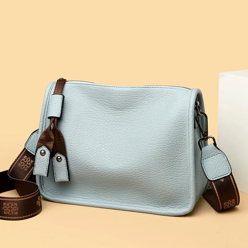 Luxury Soft Cowhide High Quality Genuine Leather Shoulder Crossbody Tote Bag Mssza