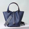 Luxury Soft Genuine Leather No Zipper Portable With Lock Bucket Handbag Mssza