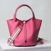 Luxury Soft Genuine Leather No Zipper Portable With Lock Bucket Handbag Mssza
