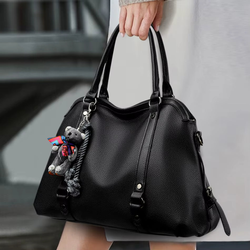 Luxury Soft PU Leather Designer Large Capacity Solid Color Tote Sac Handbags Mssza