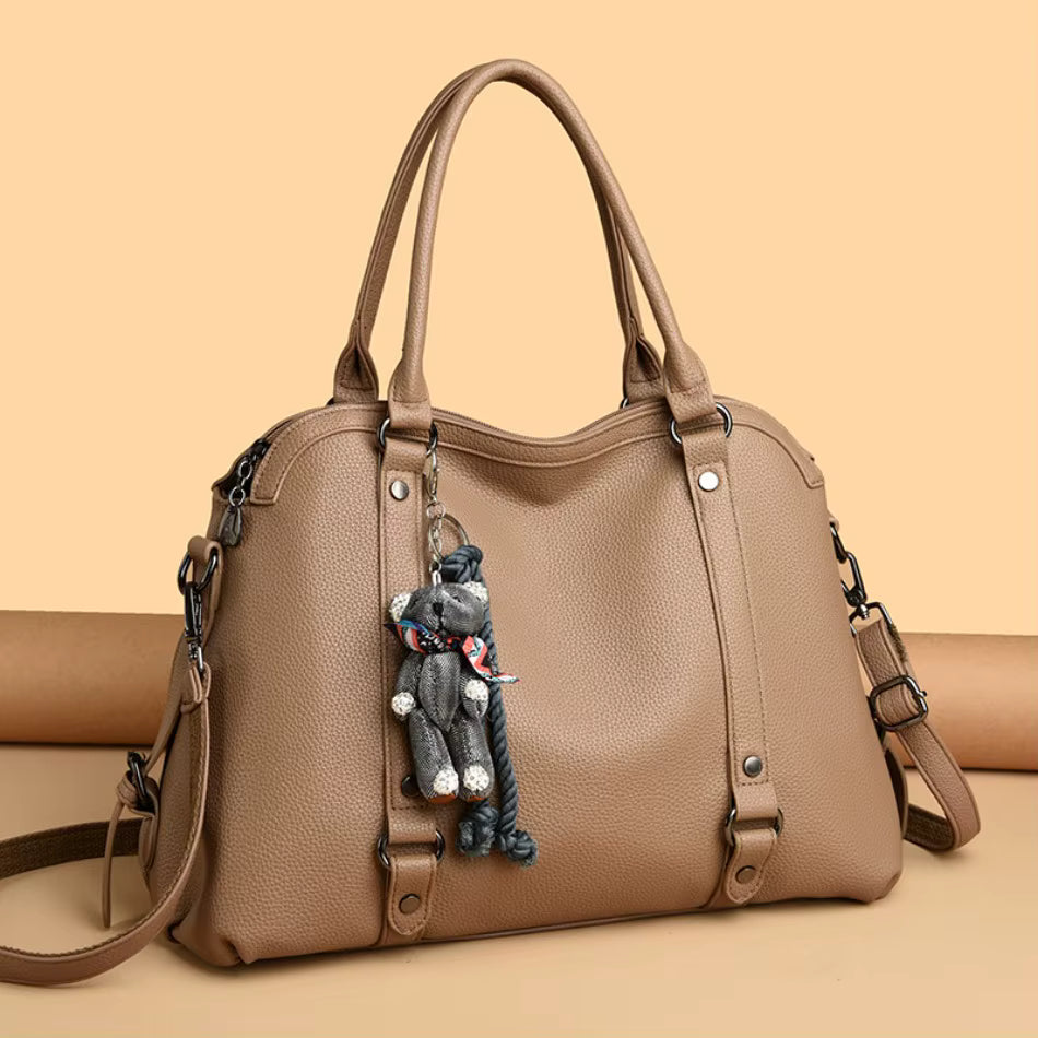 Luxury Soft PU Leather Designer Large Capacity Solid Color Tote Sac Handbags Mssza