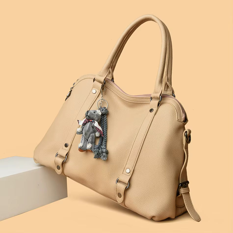 Luxury Soft PU Leather Designer Large Capacity Solid Color Tote Sac Handbags Mssza