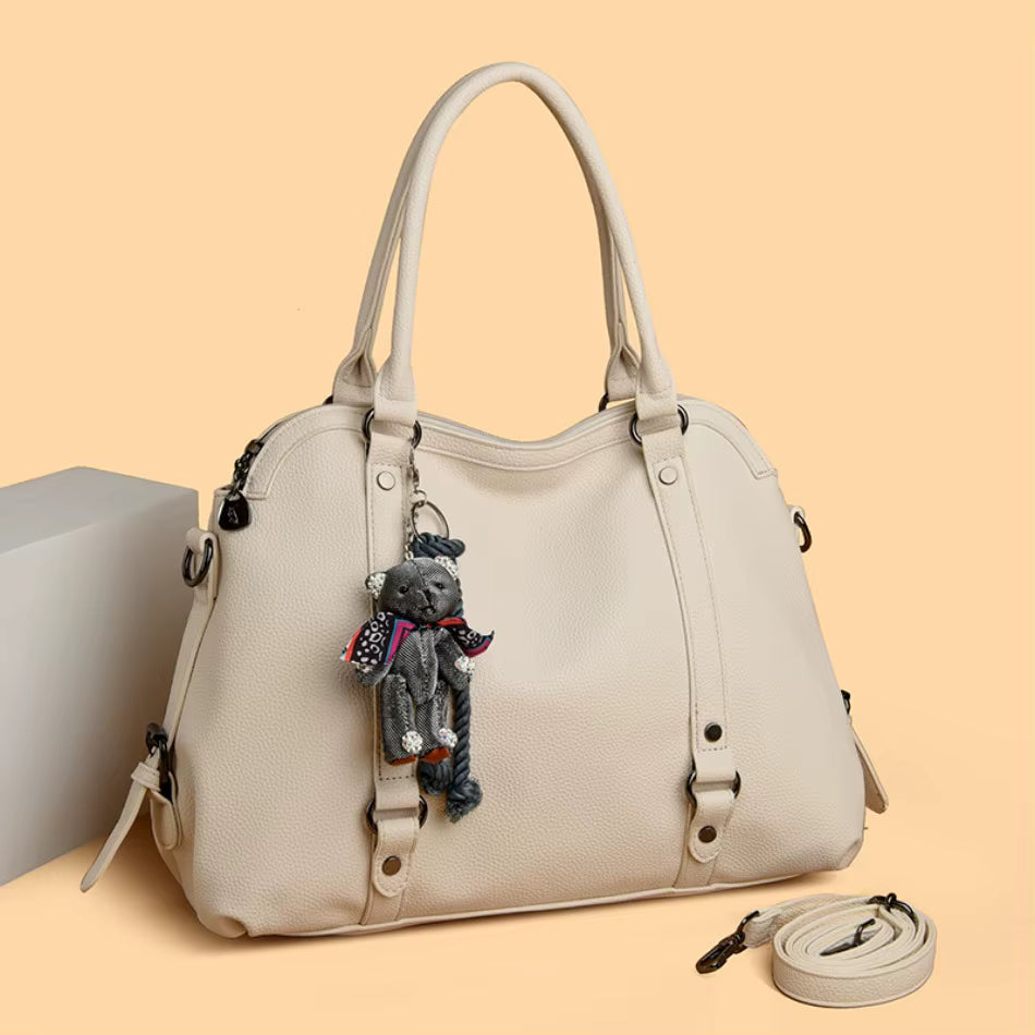 Luxury Soft PU Leather Designer Large Capacity Solid Color Tote Sac Handbags Mssza