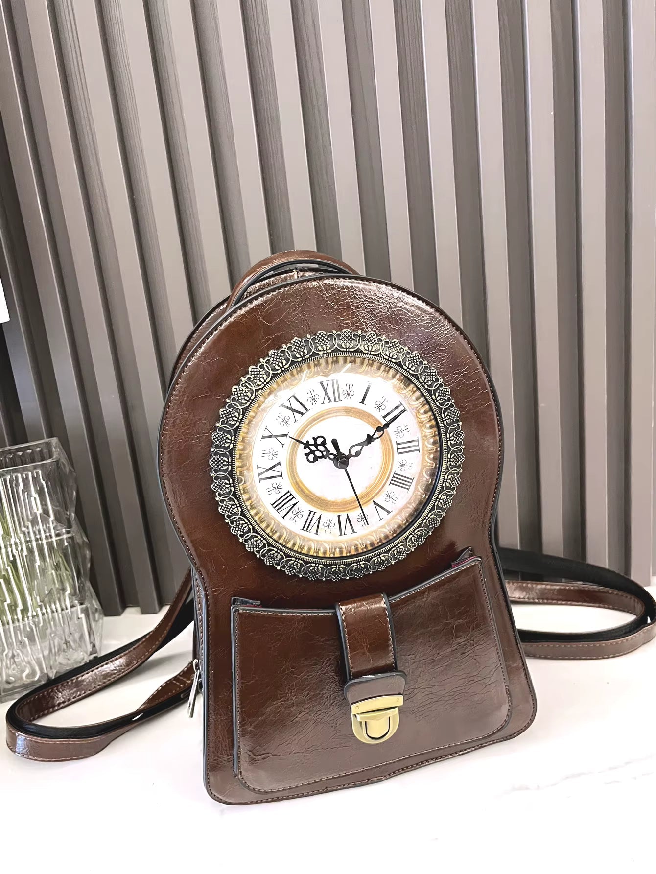 Luxury Solid Clock Pattern Travel Outdoor Designer Backpack Mssza