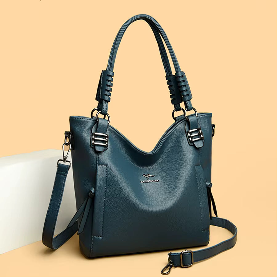Luxury  Solid Color Cowhide Soft Genuine Leather Shoulder Messenger Bag Mssza