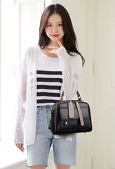 Luxury Solid Color Interior Zipper Pocket PU Leather Handbag Mssza