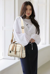 Luxury Solid Color Interior Zipper Pocket PU Leather Handbag Mssza
