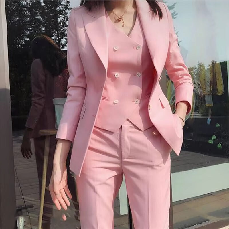 Luxury Solid Color Single Breasted Peak Lapel Formal Occasion 3 Piece Jacket Pants Vest Suits Mssza