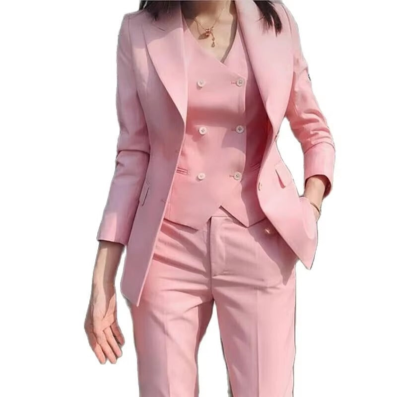 Luxury Solid Color Single Breasted Peak Lapel Formal Occasion 3 Piece Jacket Pants Vest Suits Mssza