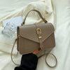 Luxury Solid Color Square with Top Handle and Flap Minimalist Crossbody Bag Mssza