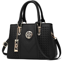 Luxury Solid Embroidery Metal Hollow Carving Decor Leather Large Capacity Satchel Shoulder Bag Mssza