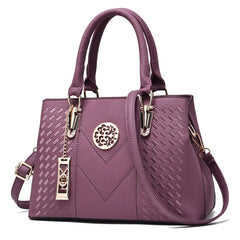 Luxury Solid Embroidery Metal Hollow Carving Decor Leather Large Capacity Satchel Shoulder Bag Mssza
