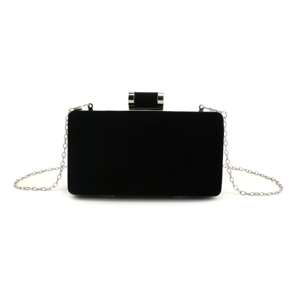 Luxury Solid Nylon Velvet Metal Evening Party Chain Small Clutch Shoulder Bags Mssza