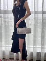 Luxury Solid Stick Diamond Dinner Hand Chain Wedding Party Crystal Evening Clutch Bag Mssza