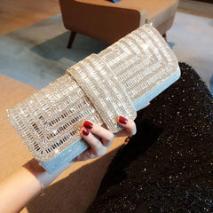 Luxury Solid Stick Diamond Dinner Hand Chain Wedding Party Crystal Evening Clutch Bag Mssza