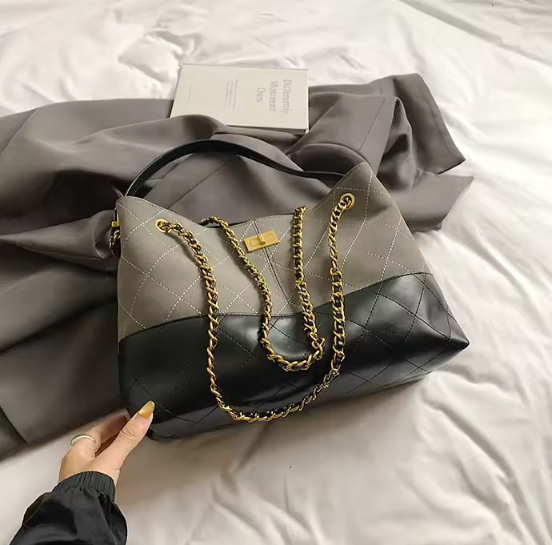 Luxury Solid Vintage Quilted Chain Strap Daily Use Shoulder Tote Bag Mssza