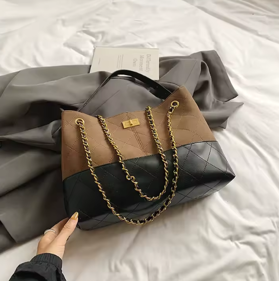 Luxury Solid Vintage Quilted Chain Strap Daily Use Shoulder Tote Bag Mssza
