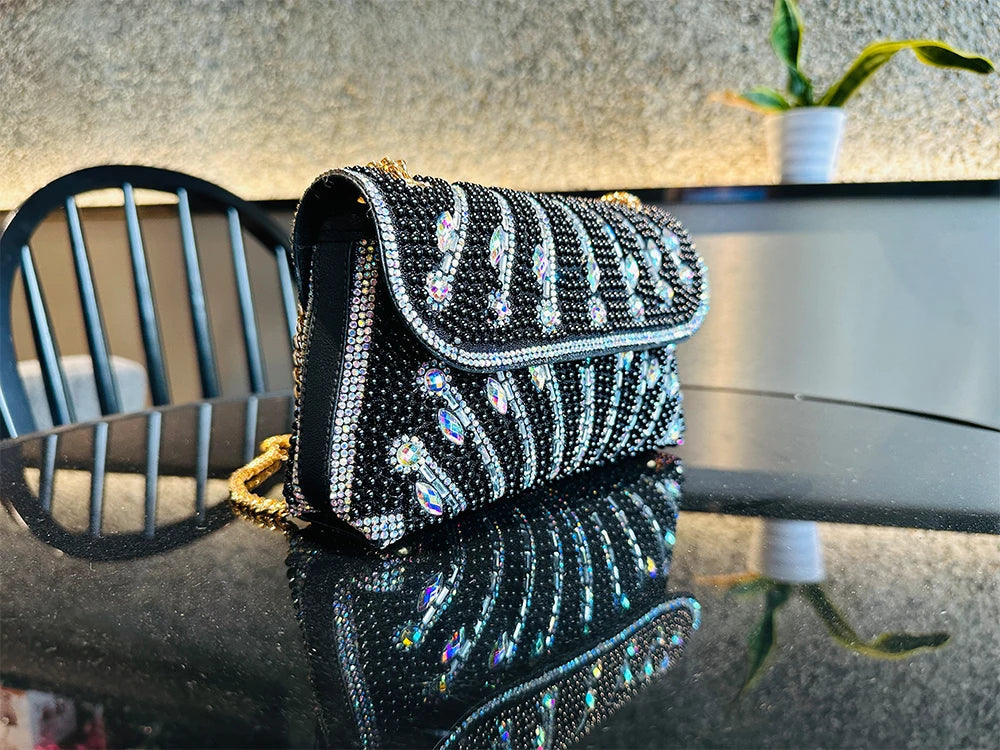 Luxury Striped Pearl Designer Beading Rhinestone Shiny Party Clutch Purses Bags Mssza