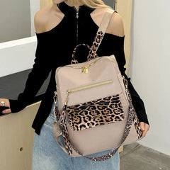 Luxury Tassel Multi-function Leopard Backpack Lightweight Commute Nylon Travel Bag Mssza