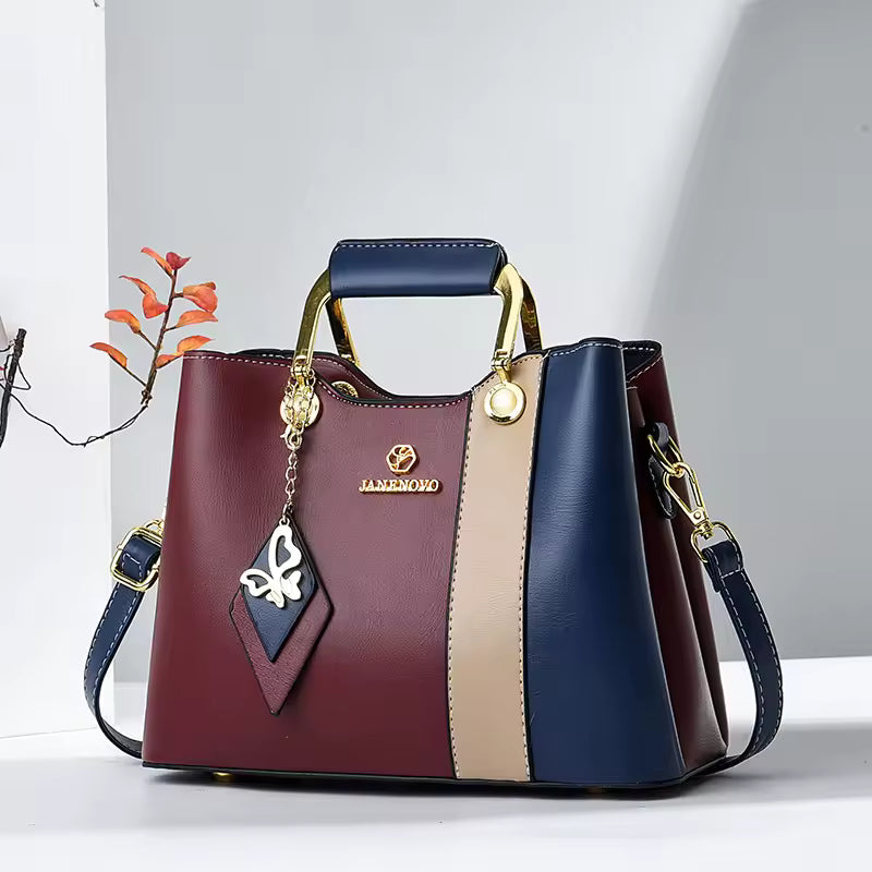 Luxury Tassel Patchwork Top Handle Satchel Cat Purse Versatile Shoulder Crossbody Handbag Mssza