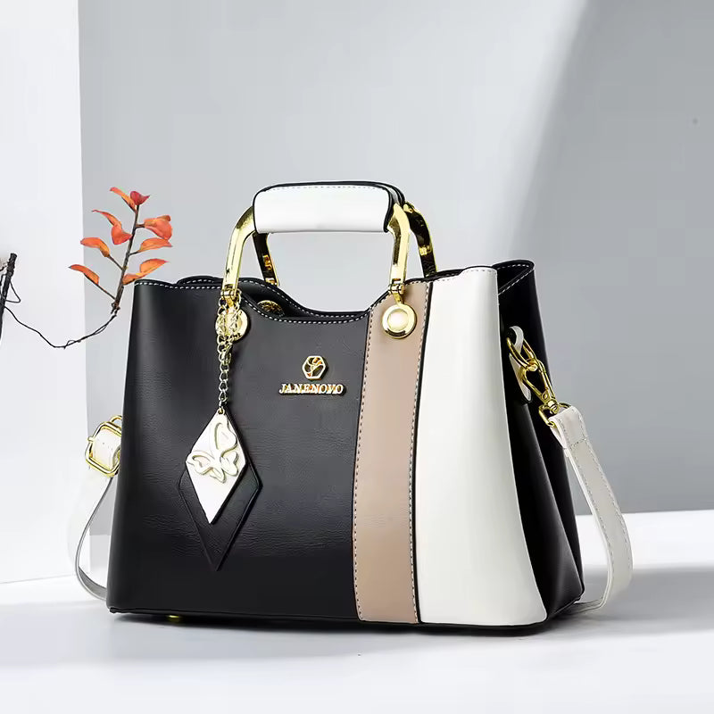 Luxury Tassel Patchwork Top Handle Satchel Cat Purse Versatile Shoulder Crossbody Handbag Mssza